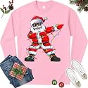 Dabbing Santa Christmas Red Lights T-Shirt for Men, Boys, Girls and Kids, Funny Dad Boyfriend Son