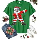 Dabbing Santa Christmas Red Lights T-Shirt for Men, Boys, Girls and Kids, Funny Dad Boyfriend Son
