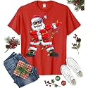 Dabbing Santa Christmas Red Lights T-Shirt for Men, Boys, Girls and Kids, Funny Dad Boyfriend Son