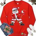 Dabbing Santa Christmas Red Lights T-Shirt for Men, Boys, Girls and Kids, Funny Dad Boyfriend Son