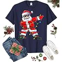 Dabbing Santa Christmas Red Lights T-Shirt for Men, Boys, Girls and Kids, Funny Dad Boyfriend Son