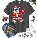 Dabbing Santa Christmas Red Lights T-Shirt for Men, Boys, Girls and Kids, Funny Dad Boyfriend Son