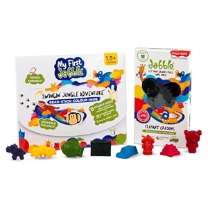 dabble my first swingin jungle adventurecrayons combo  stickers art reusable story card set for kids  8 unique child-grip crayon shapes  diy creative activity kit for 15 years