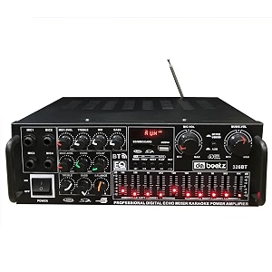 dabeatz av-326bt bluetooth mixer amplifier  4 mic karaoke amp pa system with echo delay 10-band eq dual power acdc usbsdfm support ideal for dj party amp stage 300w