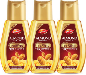dabur almond-290mlx3provides damage protection for soft  shiny hair oil 870 ml