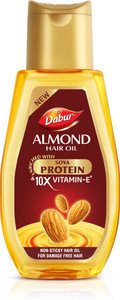 dabur almond oil  provides hair damage protection  non sticky formula hair oil 290 ml