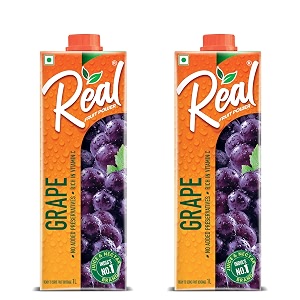 dabur real grape fruit juice 1l rich in vitamin c no added preservatives no artificial colors amp flavours goodness of best fruits daily dose of fruit nutrition tasty refreshing amp energising drink