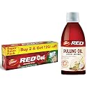 DABUR Red Pulling Oil : Ayurvedic Mouthwash Kavala Gandusha Therapy|Oil Pulling For Oral Detox For Teeth 195 Ml &amp; Gums &amp; Red Gel-150 G (Pack Of 2)