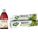 DABUR Red Pulling Oil : Ayurvedic Mouthwash Kavala Gandusha Therapy 195 Millilitre &amp; Herb'L Neem-Germ Protection Toothpaste 200 G