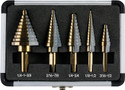 Daccfy Step drill bits, 5pcs hss titanium step drill bit set high speed steel step bits for metal with aluminum case
