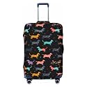 Dachshund Puppy Dog Travel Luggage Cover Black Cartoon Luggage Suitcase Protector S Fit Baggage Size 18-21 In