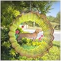 Dachshund Wind Spinner, 12 Inch Stainless Steel Outdoor Yard Art for Garden