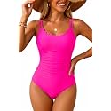 Daci Women's Tummy Control One Piece Scalloped Neck Bathing Suit