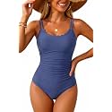Daci Women's Tummy Control One Piece Scalloped Neck Bathing Suit