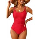 Daci Women's Tummy Control One Piece Scalloped Neck Bathing Suit