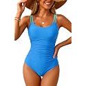 Daci Women's Tummy Control One Piece Scalloped Neck Bathing Suit
