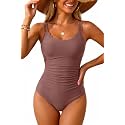 Daci Women's Tummy Control One Piece Scalloped Neck Bathing Suit