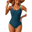 Daci Women's Tummy Control One Piece Scalloped Neck Bathing Suit