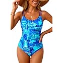 Daci Women's Tummy Control One Piece Scalloped Neck Bathing Suit