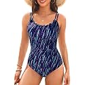 Daci Women's Tummy Control One Piece Scalloped Neck Bathing Suit