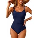 Daci Women's Tummy Control One Piece Scalloped Neck Bathing Suit