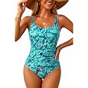 Daci Women's Tummy Control One Piece Scalloped Neck Bathing Suit