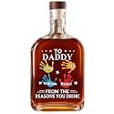 To Dad From The Reasons You Drink Glass Whiskey Bottle With Family Photo,Fathers Day Dad Gifts, Personalized Empty Bourbon Whiskey Liquor Decanters For Grandpa Home Bar (Colorful Handprint)