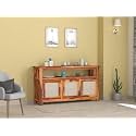 Sheesham Wood Crockery Cabinet with 3 Ratan Cane Doors and Versatile Storage for Living Room. Wooden Kitchen Cabinet with 3 Shelves and 3 Door Storage. (Honey-Cane)