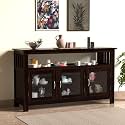 Sheesham Wood Crockery Cabinet with 3 Glass Doors and Versatile Storage for Living Room. Wooden Kitchen Cabinet with 3 Shelves and 3 Door Storage. (Walnut)