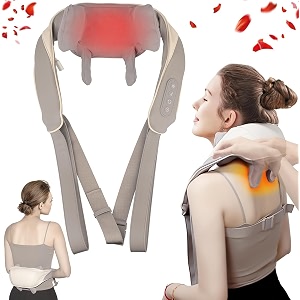 dadlm neckk and back massagerr neckk massager with heating body massager for body aches and pains relief electric wearable 5d cervical neck massage machine for deep tissue neck back shoulders waist and legs white