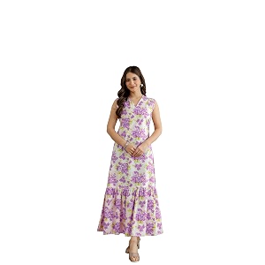 Daevish New Rayon Floral Printed Sleeveless Fit