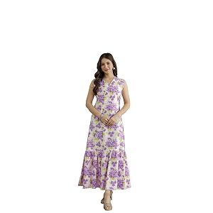 Daevish New Rayon Floral Printed Sleeveless Fit