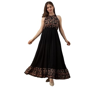 Daevish Womens Rayon Fit and Flare Maxi