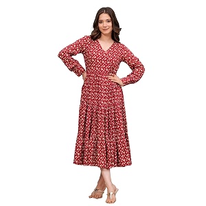 Daevish Womens Rayon Fit and Flare Midi