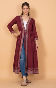 daevish women straight 34th sleeve maroon shrug
