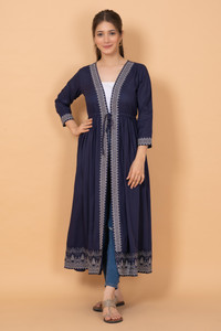 daevish women straight 34th sleeve blue shrug