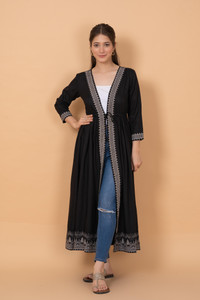 daevish women straight 34th sleeve black shrug