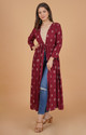 Daevish Women Robe Style 3/4th Sleeve Maroon Shrug