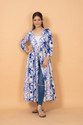 Daevish Women Longline 3/4th Sleeve Blue Shrug