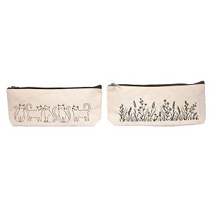 daffodil pencil pouch for men amp women - multipurpose printed canvas cosmetic amp paint brush pouch cat floral