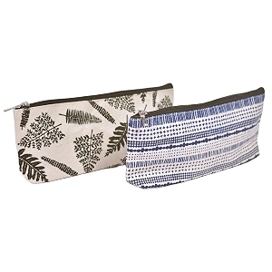 daffodil pencil pouch for men amp women - multipurpose printed canvas cosmetic amp paint brush pouch leaf blue
