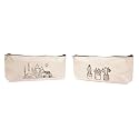 Daffodil Canvas Pencil Pouch for Men & Women - Multipurpose Printed Cosmetic & Paint Brush Pouch (Cactus Car)