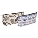 Daffodil Pencil Pouch for Men &amp; Women - Multipurpose Printed Canvas Cosmetic &amp; Paint Brush Pouch (Leaf Blue)