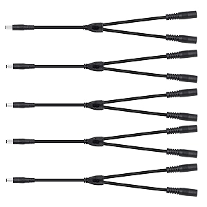 5pack 1 male to 2 female extension cable21x55mm dc plugs compatible with 12v dc adapter cord for cctv security camera and 524vdc led light strips