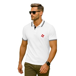 Dagcros Classic Mens Polo T-Shirt with White
