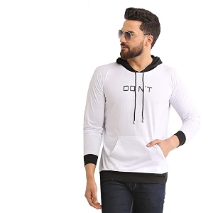 Dagcros Mens Full Sleeve Printed Hooded T-Shirt