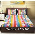 Dahlia Elastic Fitted Glace Cotton Queen Size (78x60x Upto 8 Inches) Bedsheet with 2 Pillow Covers-200TC (Unicorn, Multi Color)