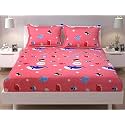 Dahlia Elastic Fitted Glace Cotton Single Bed (72x48x Upto 6 Inches) Bedsheet with 1 Pillow Covers-200TC (Striped, Blackcolor)