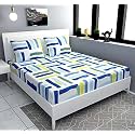 Dahlia Elastic Fitted Glace Cotton Queen Size (78x72x Upto 6 Inches) Bedsheet with 2 Pillow Covers-200TC (Line, Multicolor)