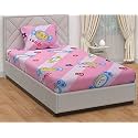 Dahlia Elastic Fitted Glace Cotton Single Bed (72x48x Upto 6 Inches) Bedsheet with 1 Pillow Covers-200TC (Candy, Pinkcolor)